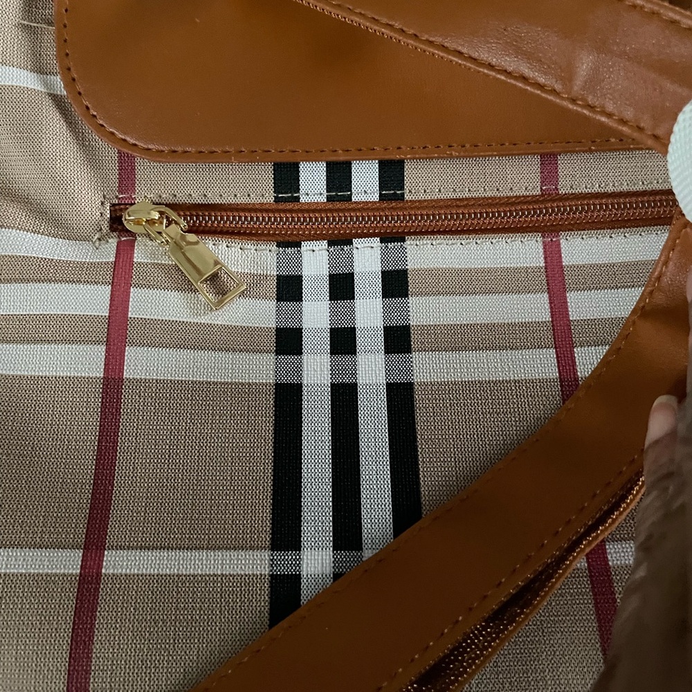 Plaid Backpack with Buckle Accents - Picture 4 of 6